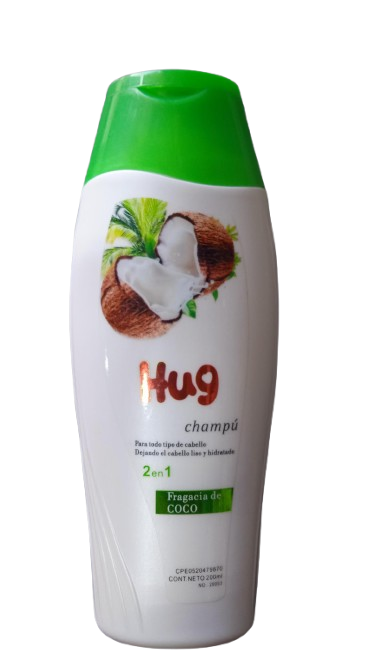 CHAMPÚ DE FRAGANCIA DE COCO 2 EN 1 MARCA HUG 200ML