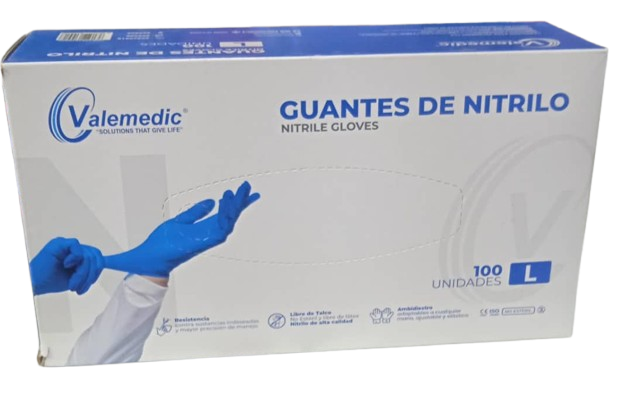 GUANTES DE NITRILO FLEXIBLES TALLA L POR UNIDAD MARCA VALEMEDIC