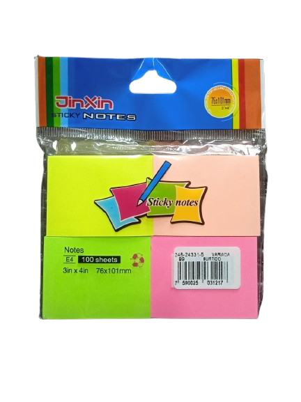 STICKY NOTES E4 100 SHEETS 3IN X4IN 76X 101MM