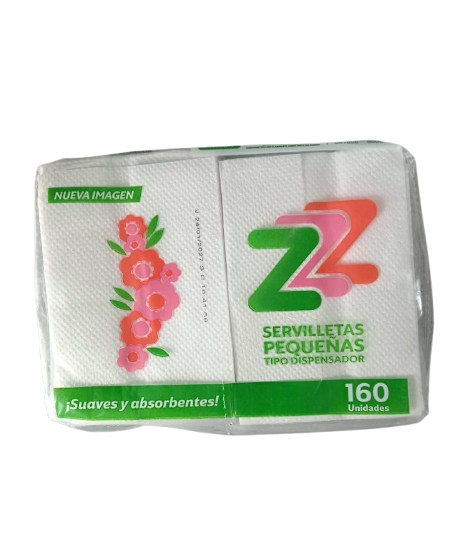 SERVILLETAS PEQUEÑAS TIPO DISPENSADOR X160 MARCA ZZZ