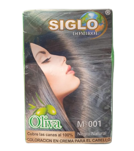 TINTE PARA CABELLO MARCA SIGLO OLIVA COLOR NEGRO NATURAL M-001 30 ML X2