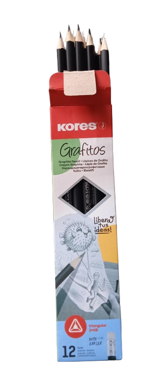 LAPICES DE GRAFITO TRIANGULAR TIPO HB MARCA KORES