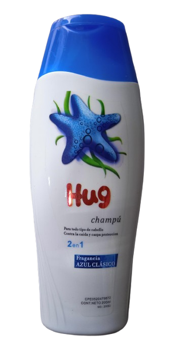 CHAMPÚ CONTRA CAÍDA DE CASPA 2 EN 1 MARCA HUG 200ML