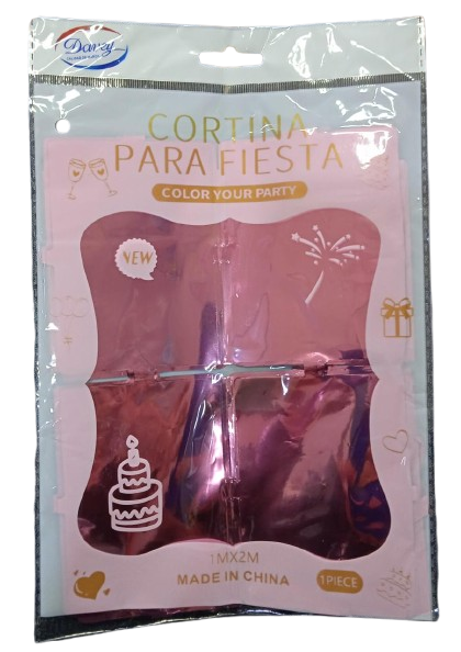 CORTINA PARA FIESTAS COLOR ROSA DE 1M X2M MARCA DAVEY
