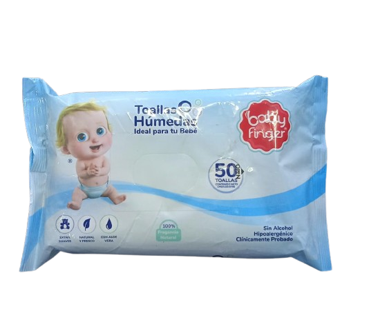 TOALLAS HÚMEDAS PARA BEBÉ MARCA BABY FINGER X50