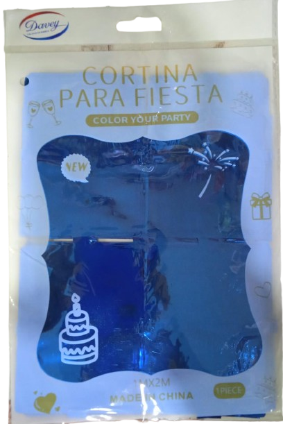 CORTINA PARA FIESTAS COLOR AZUL OSCURO DE 1M X2M