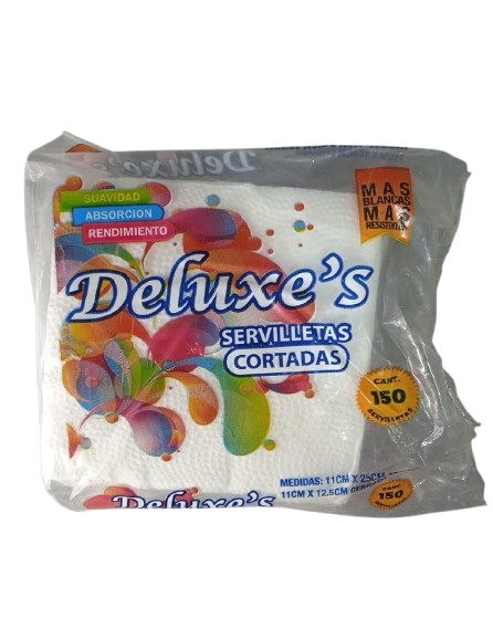 SERVILLETAS CORTADAS X 150 MARCA DELUXE