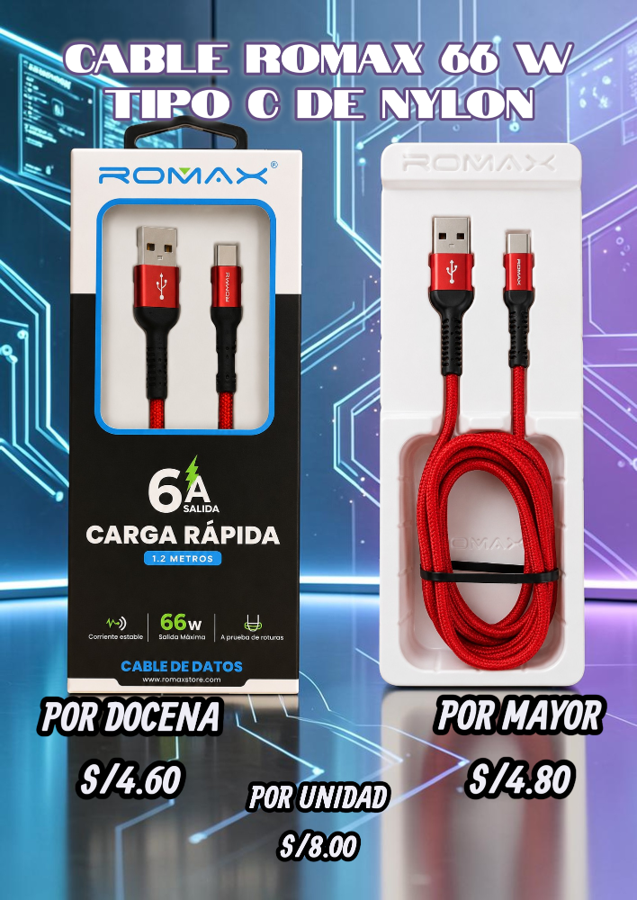 CABLE ROMAX 66 W TIPO C DE NYLON PROD196