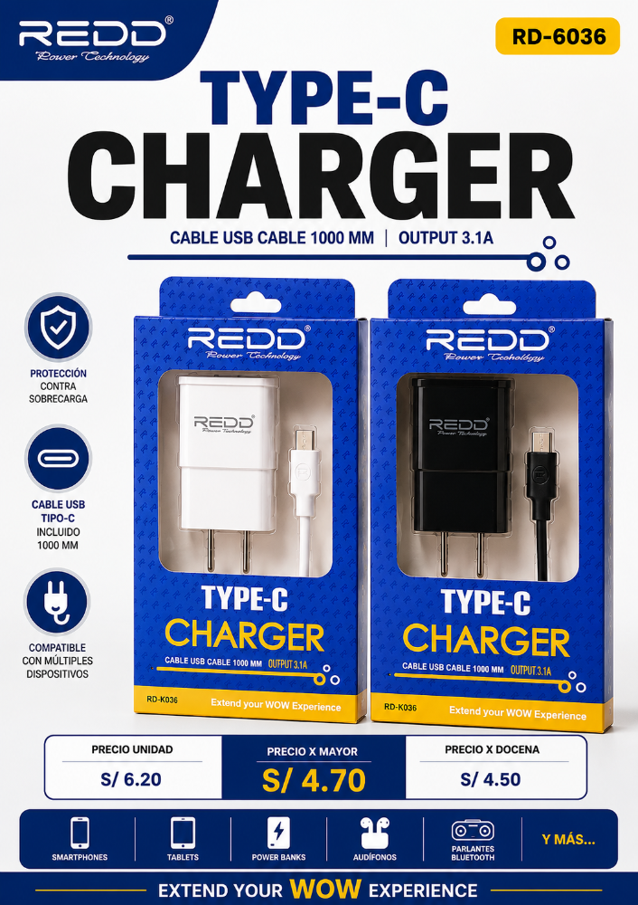 CARGADOR REDD 3.1 TC RD-6036