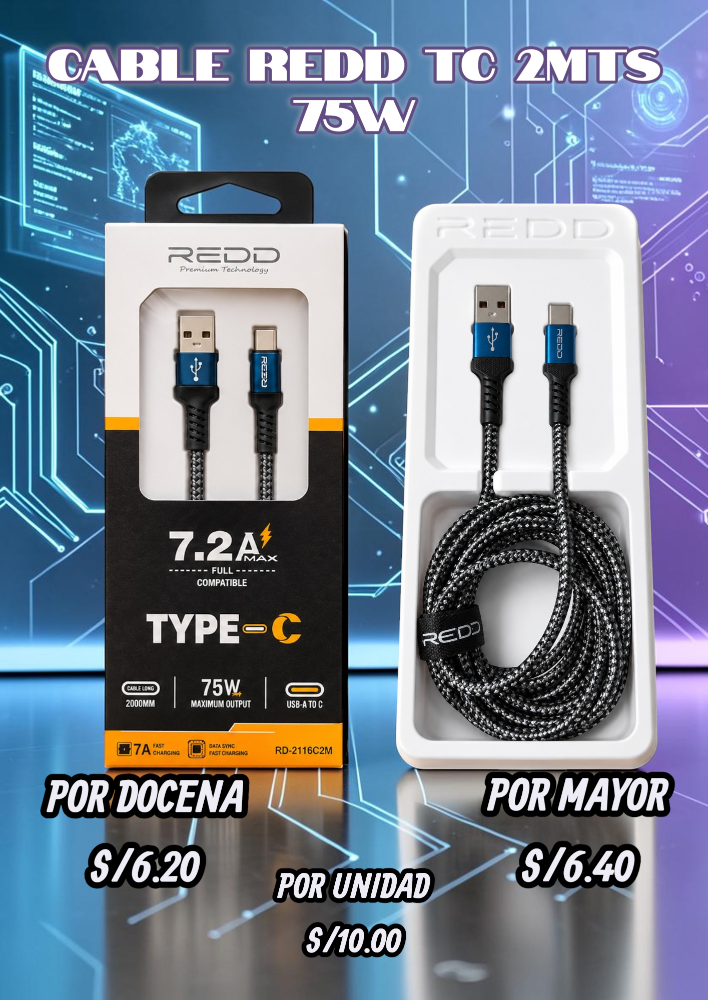 CABLE REDD TC 2MTS 75W RD-2116C2M
