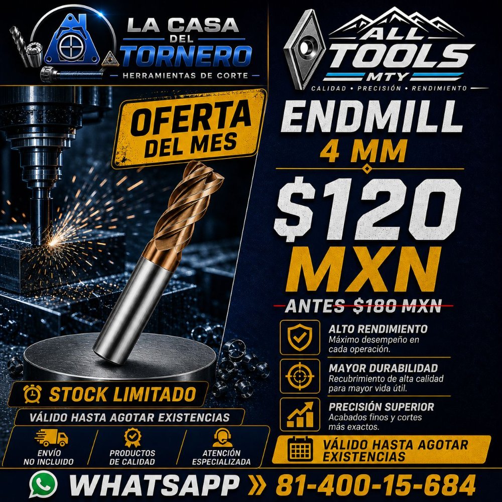 Endmill 4 MM plano 4F