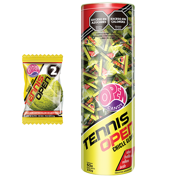 CHICLE OPEN CANDY TENNIS TUBO 60u