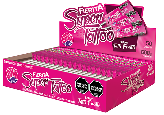 CHUPETIN MASTICABLE FIERITA SUPER TATOO TUTTI FRUTTI 50u 12g