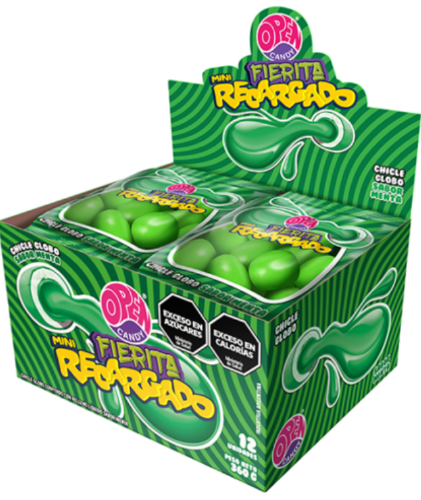 CHICLE FIERITA MINI RECARGADO MENTA 12UNID 30GR