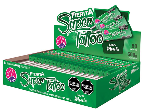 CHUPETIN MAST.FIERITA SUPER TATOO MENTA 50u 12g