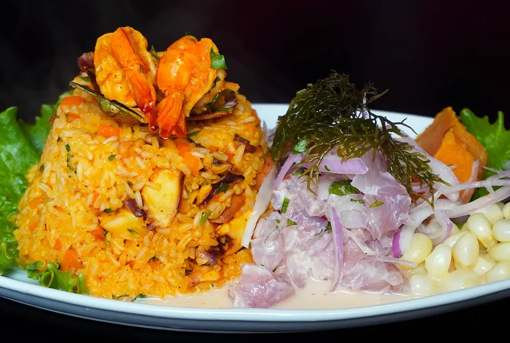 COMBO 2(CEVICHE +ARROZ CON MARISCOS