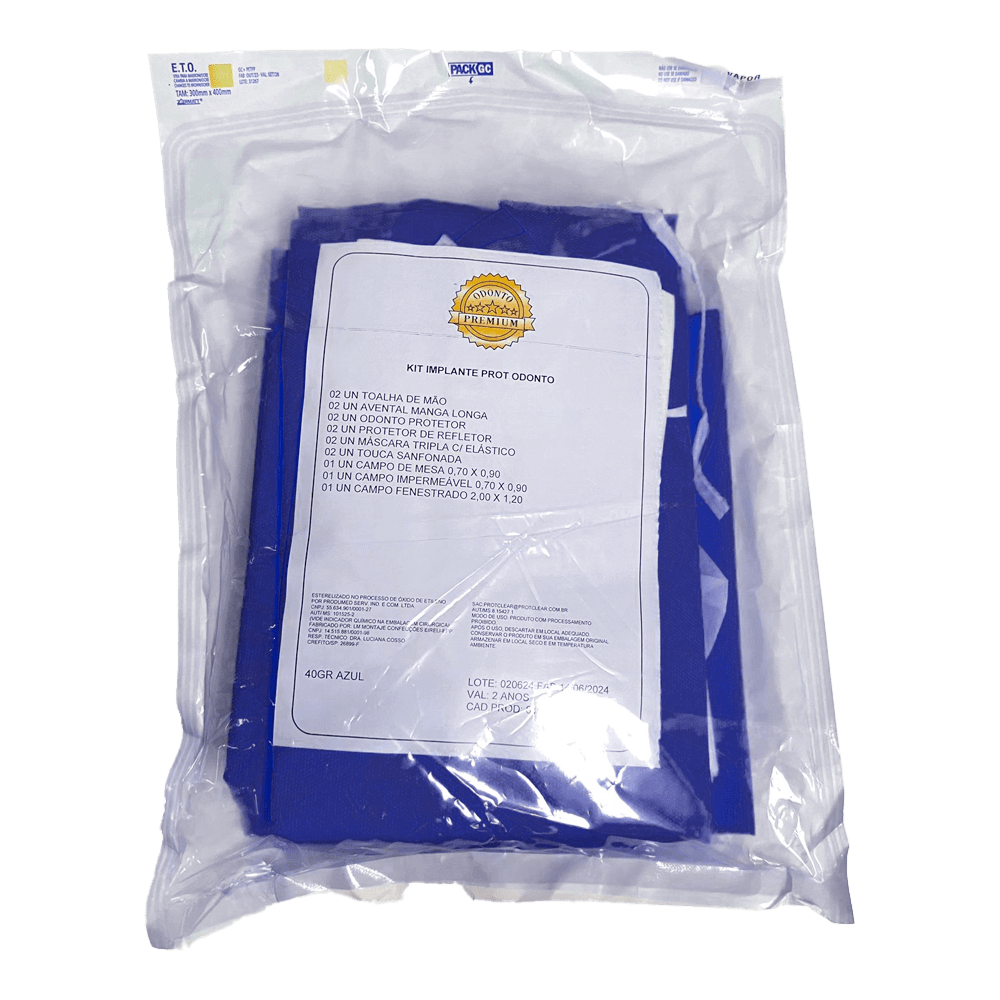 Kit Cirúrgico Estéril Implante Gr40 15 itens Marinho – ProtClear