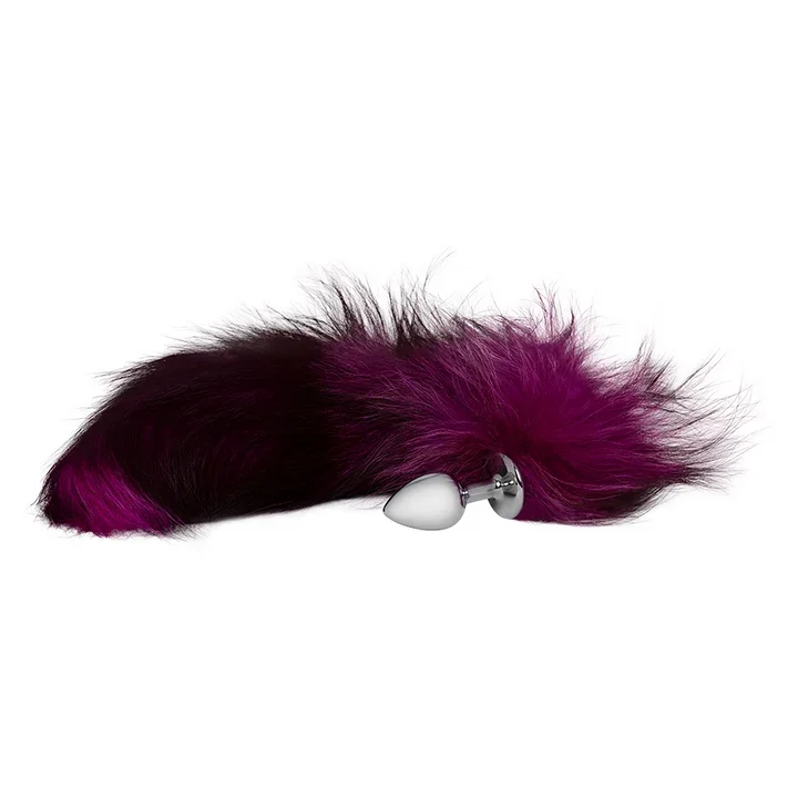 Plug Anal con Cola de Zorro Negro y Morado