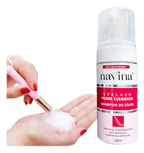 Shampoo Para Cílios Navina Foam Cleanser 50ml Lash Shampoo Extensão De Cílios Limpeza Profunda Higienizador Profissional