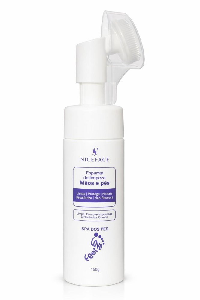 Espuma De Limpeza Mãos E Pés NiceFace 150g Higienizador Com Escova Limpeza Profunda Hidrata Protege Desodoriza
