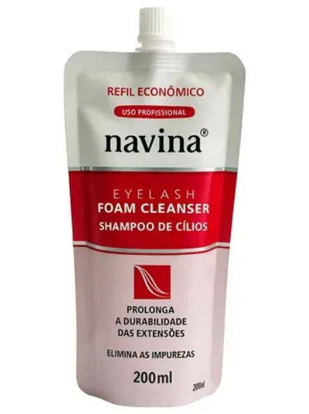 Refil Shampoo Para Cílios Navina Foam Cleanser 200ml Lash Shampoo Extensão De Cílios Limpeza Profunda Profissional