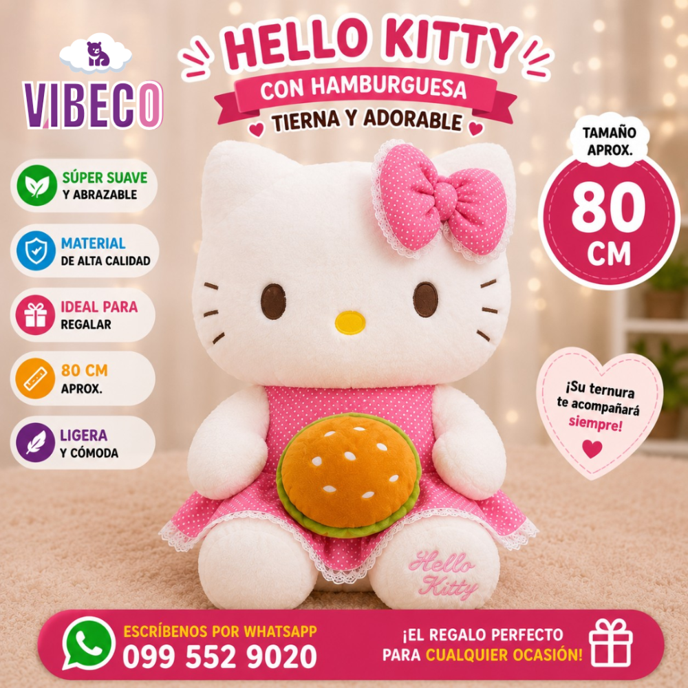 Hello Kitty hamburguesa 80cm