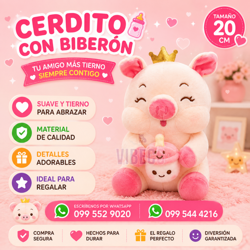 Cerdito con corona 20cm
