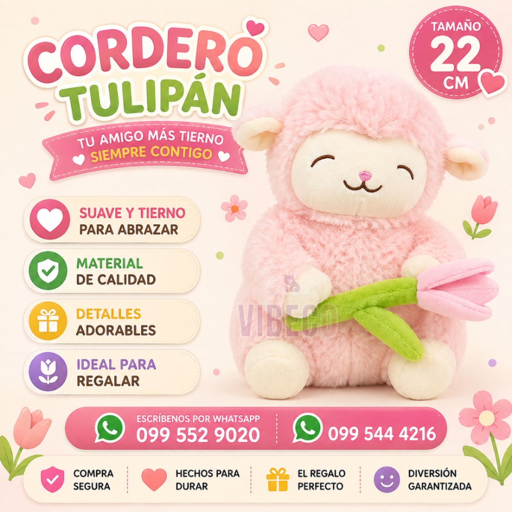 Cordero Tulipán rosa 22cm