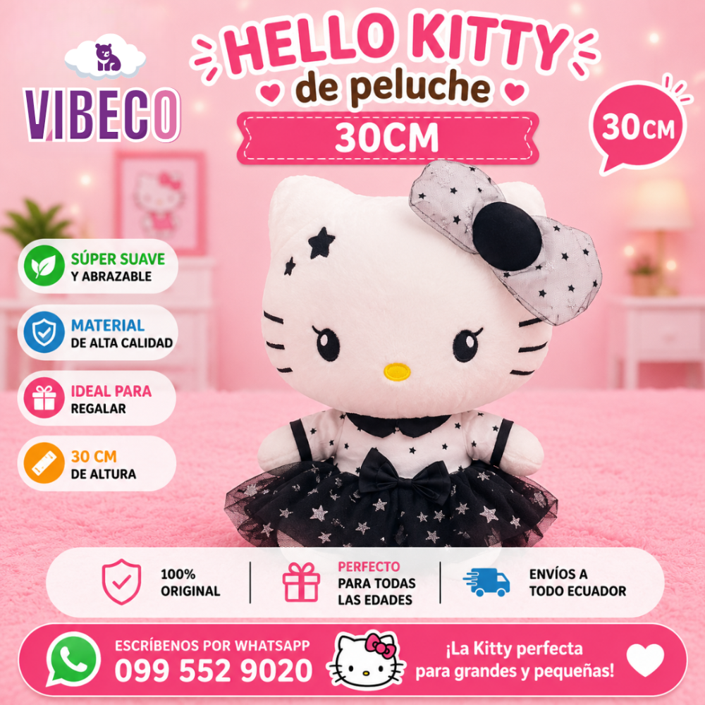 Hello Kitty B/N Estrellas 30cm