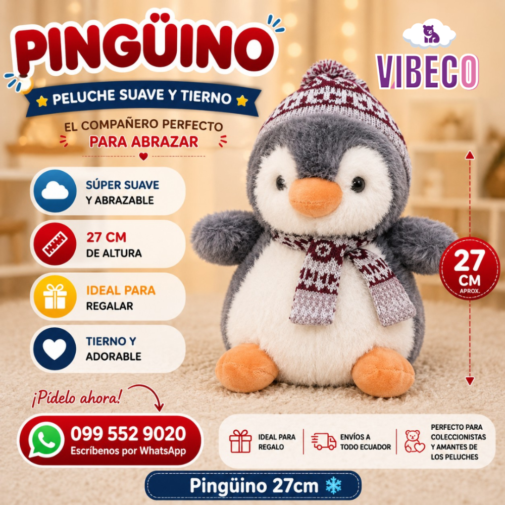 Pinguino con bufanda 27cm