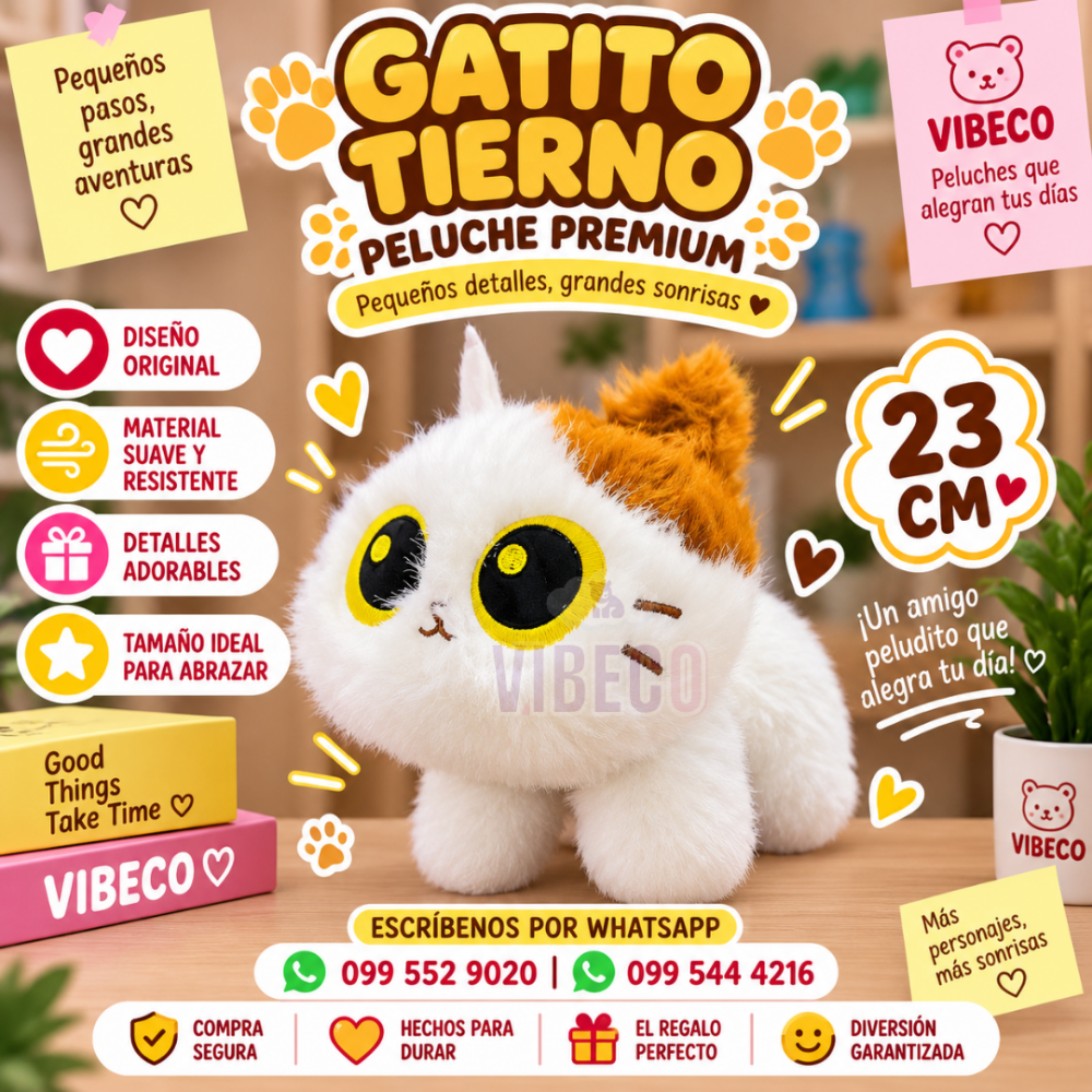 Gato tierno blanco 23cm