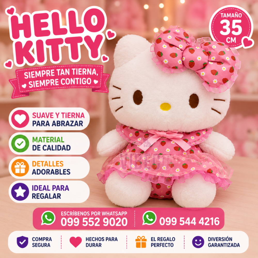 Hello Kitty Fresa Rosa 35cm