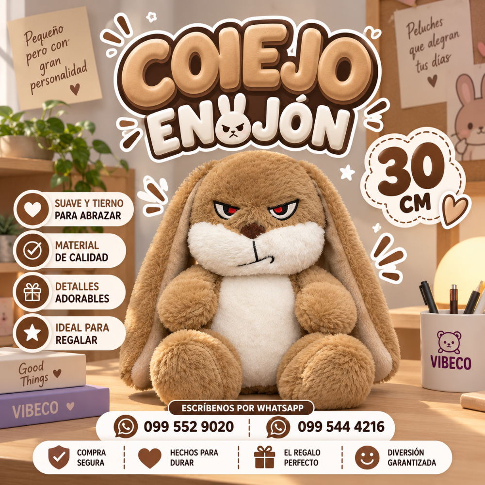 Conejo Enojón 30cm Café