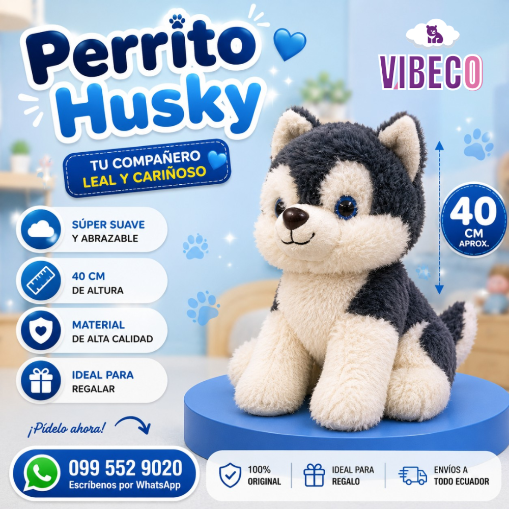 Perrito Husky Gris 40cm