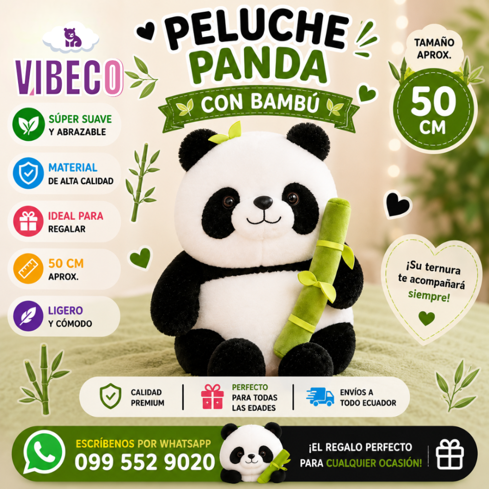 Panda con Bamboo 50cm