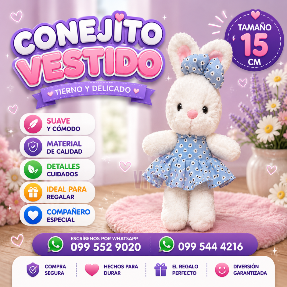 Conejo Vestido azul 15cm