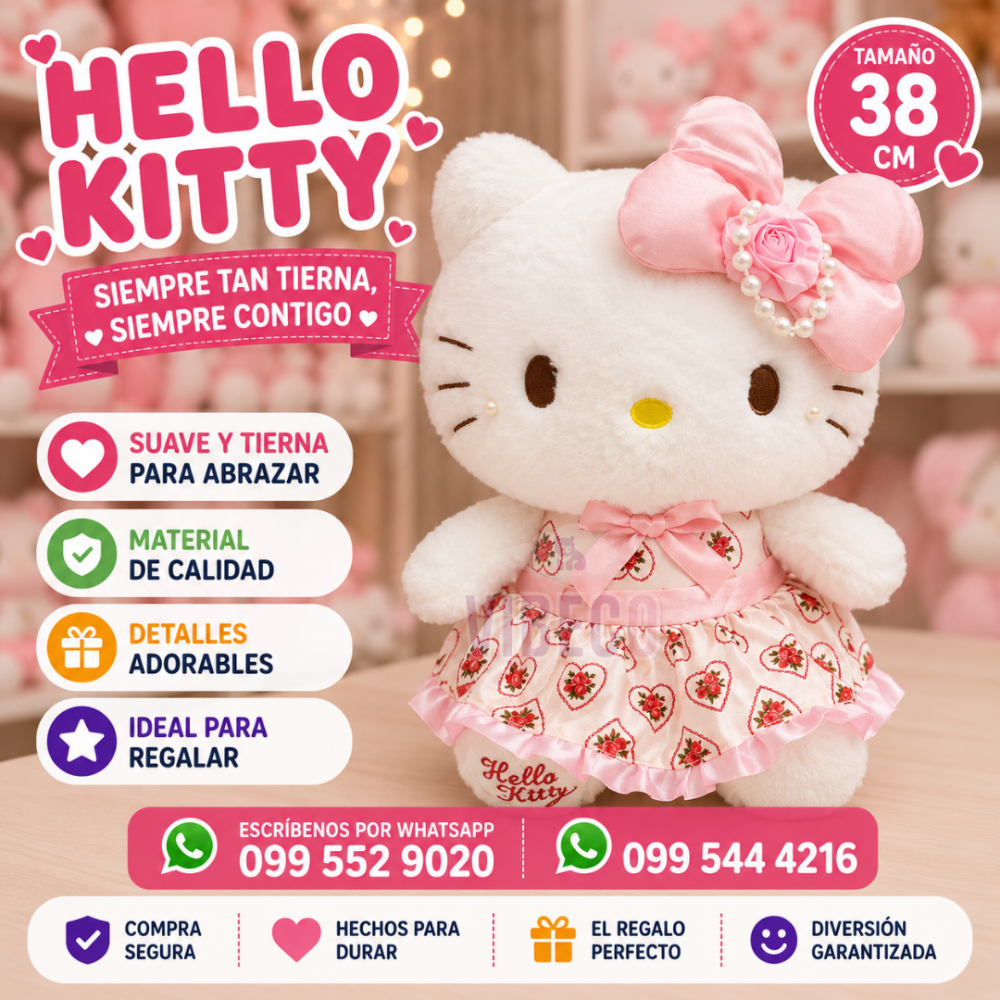 Hello Kitty Vestido con Rosas (Rosado) 38cm