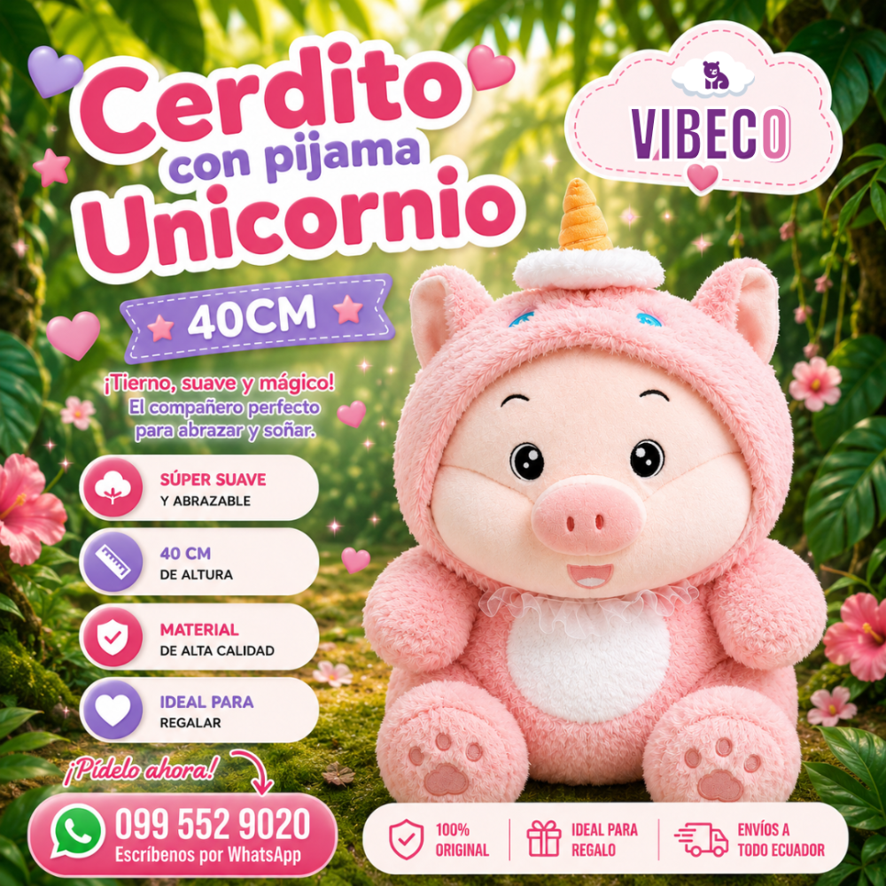 Cerdito unicornio 40cm