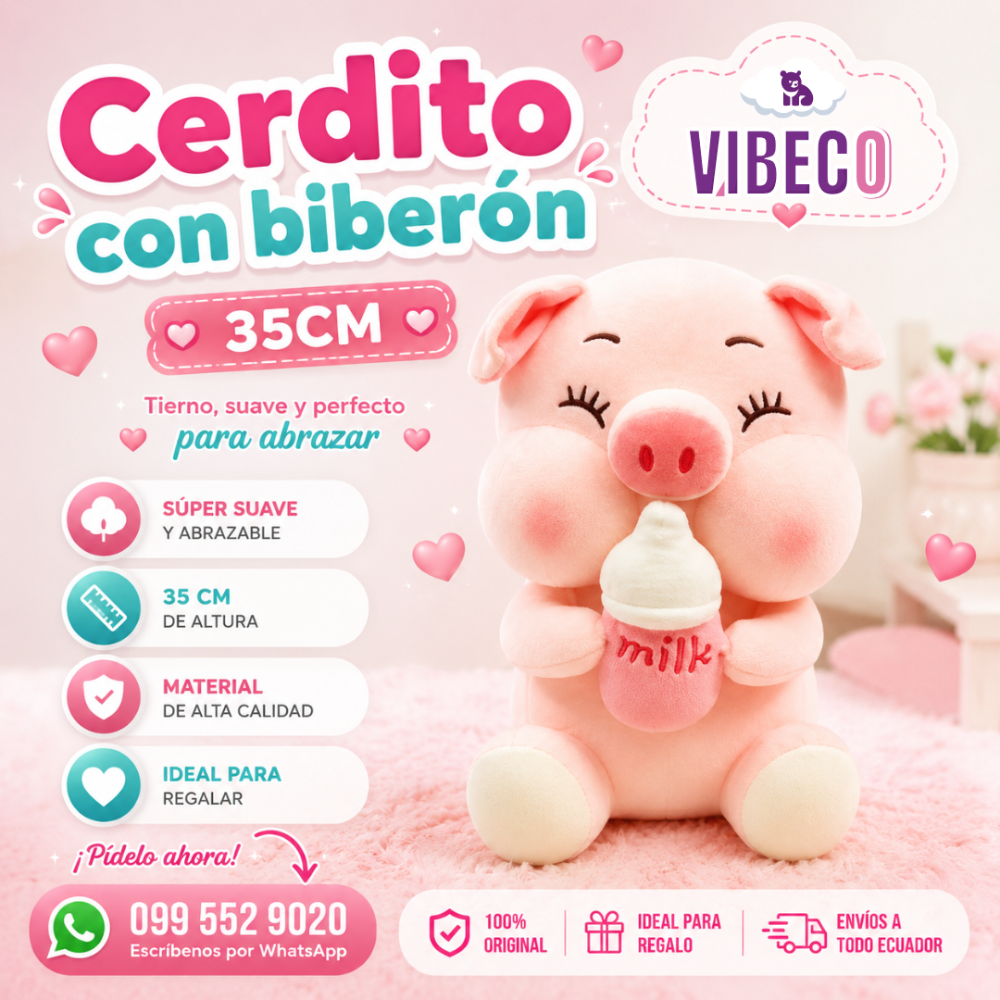 Cerdito biberon 35cm