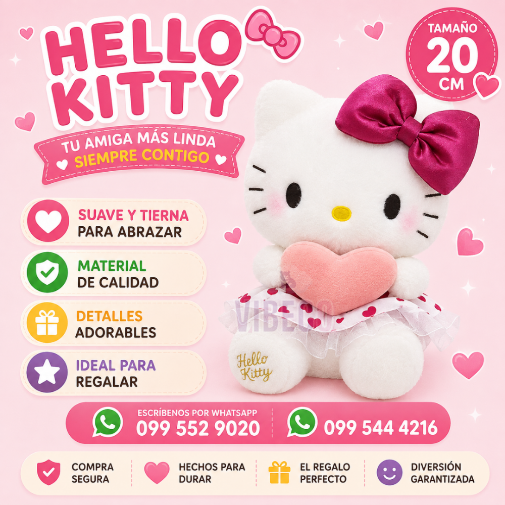 Hello Kitty Corazón Vino 20cm