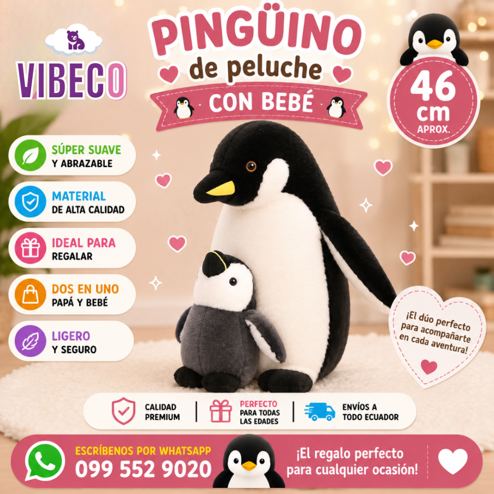 Pingüino con bebe 46cm