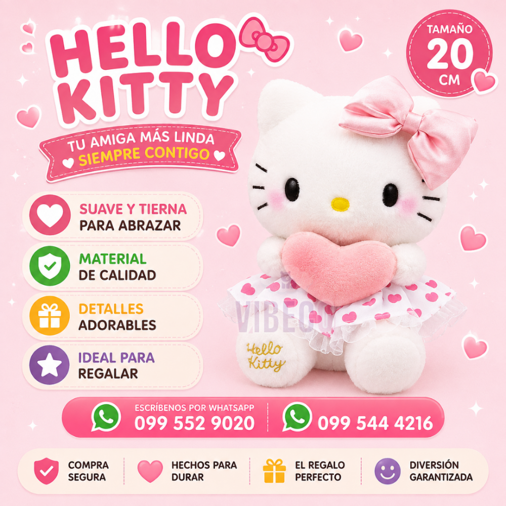 Hello Kitty Corazon Rosa 20cm