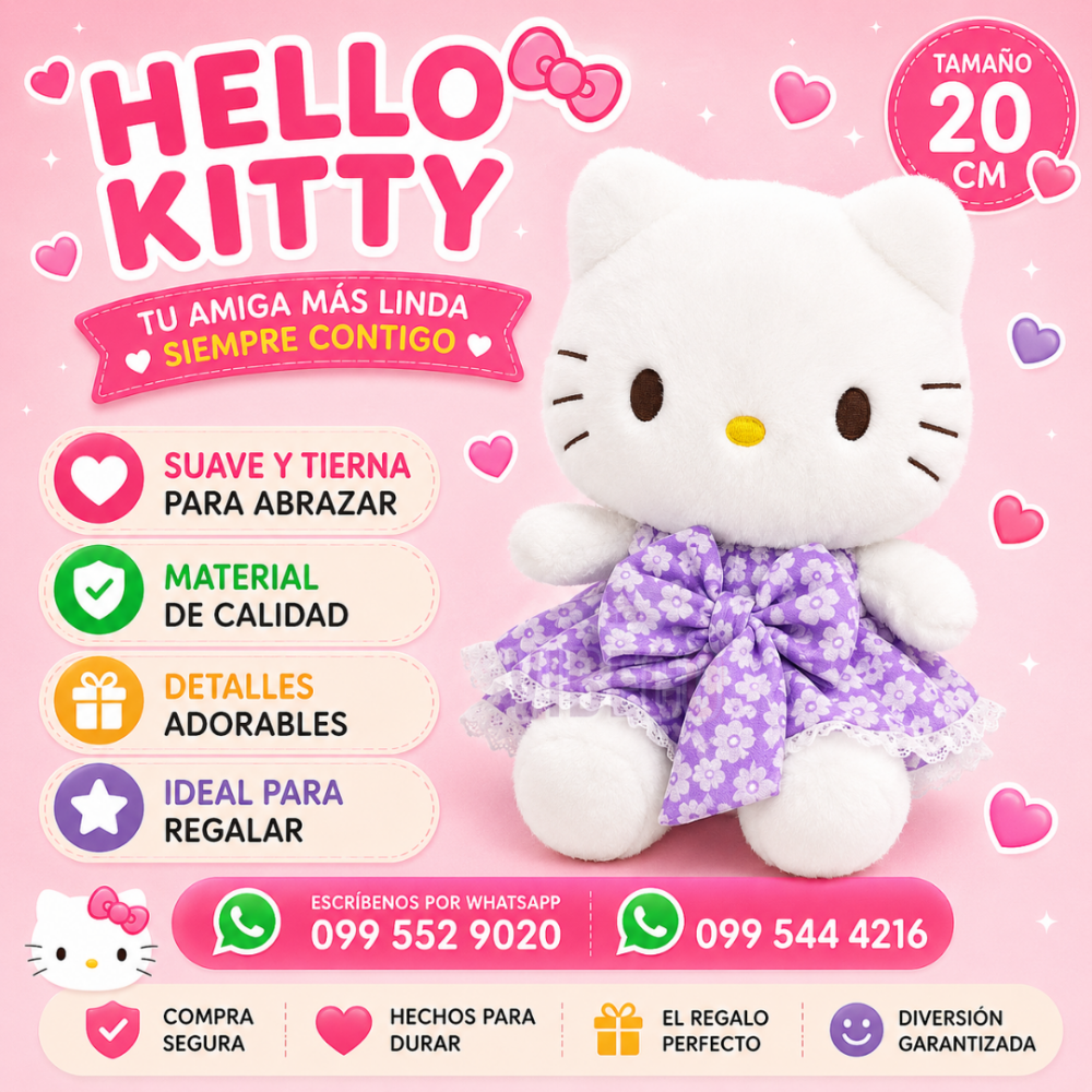 Hello Kitty Flores Morado 20cm