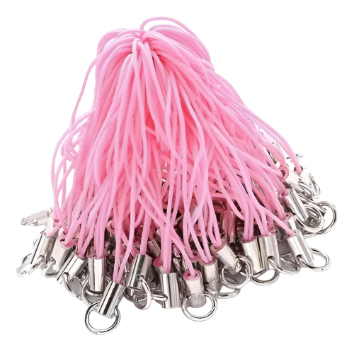 Cuerdas para llaveros rosadas sin cierre 6.5 cm x 10 unidades