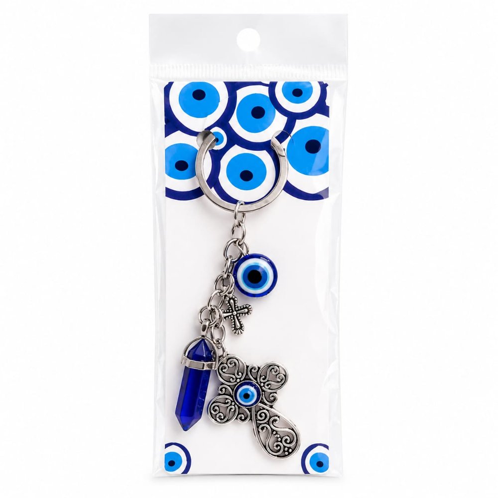 Llavero Ojo Turco con dije Azul