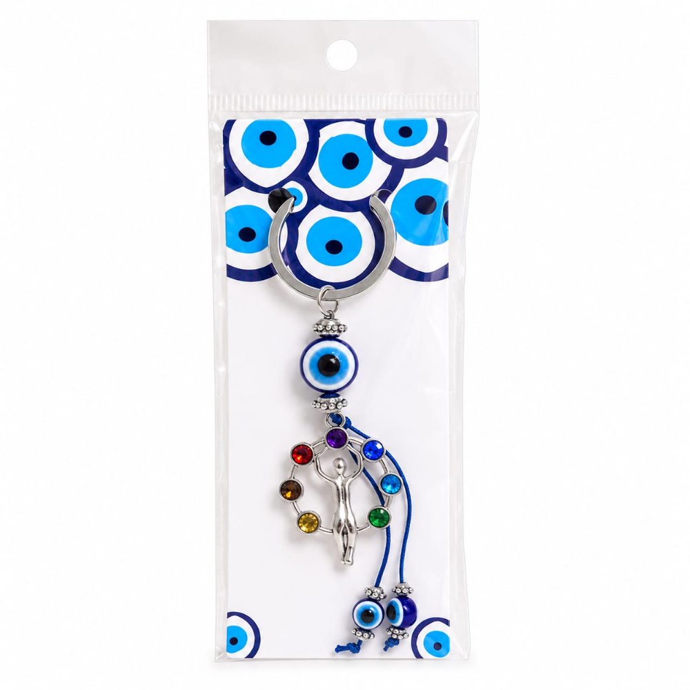Llavero 7 chakras con ojo turco