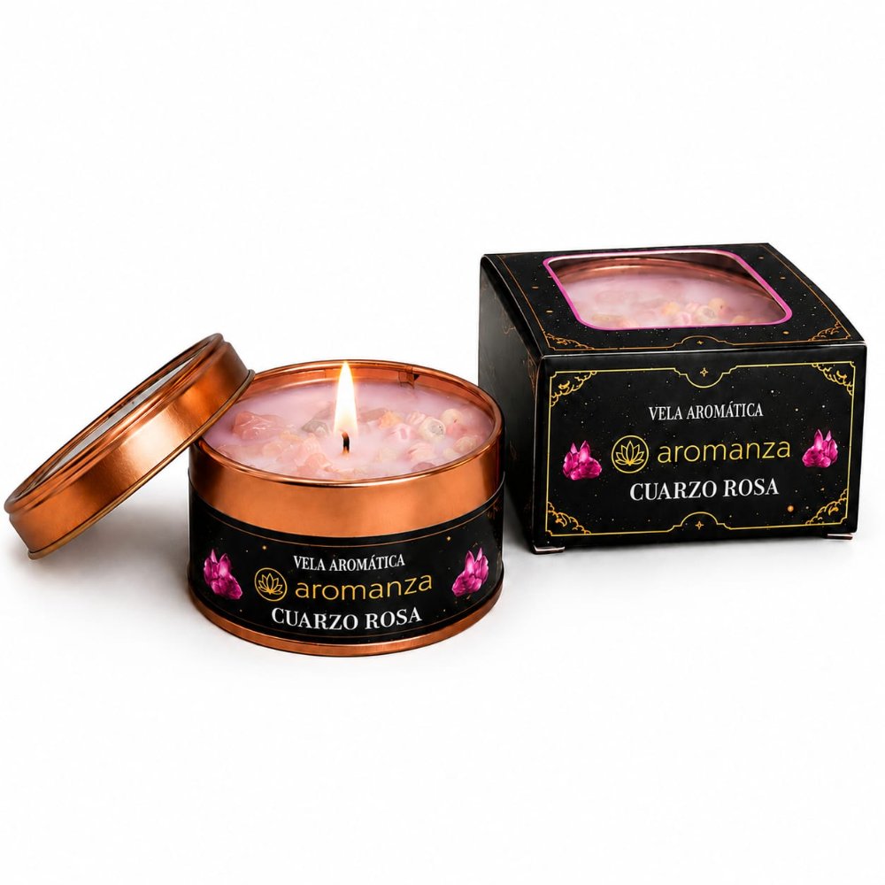 Vela Orgánica Cuarzo Rosa Aromanza