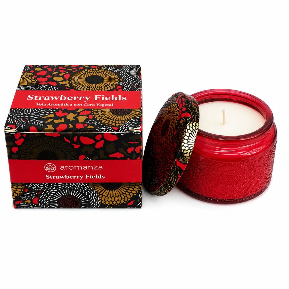 Vela Luxe 7 cm x 5 cm Campo de Fresas