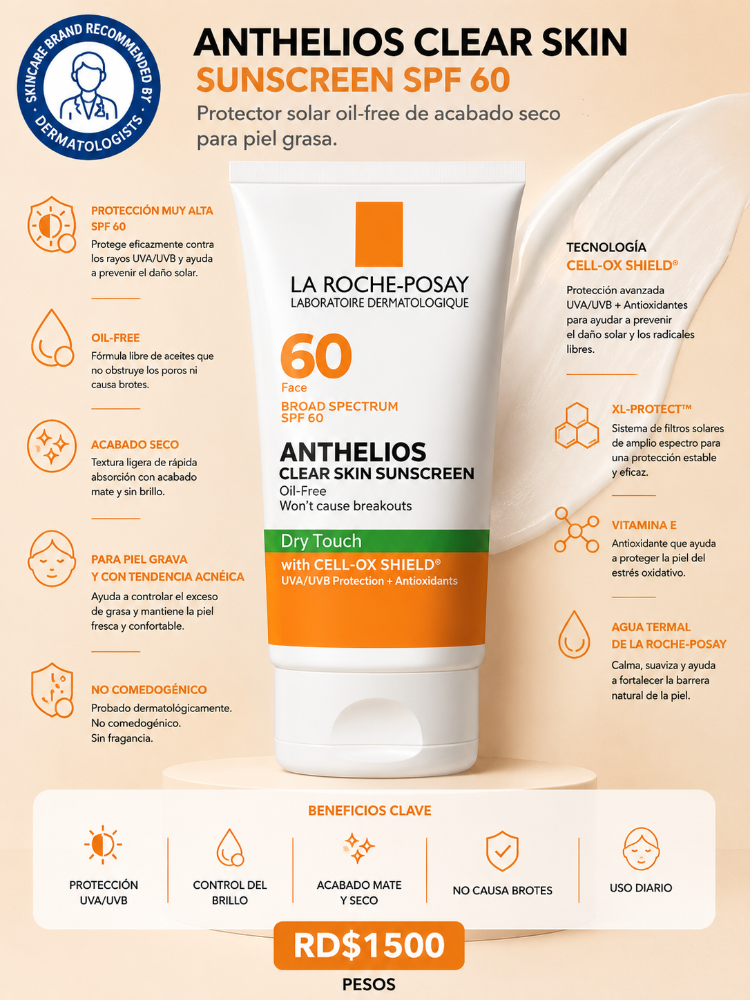 La Roche-Posay Anthelios Clear Skin Dry Touch SPF 60 – 50 ml
