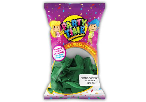 Party Time - Globos Verde Oscuro 9" x50 unidades